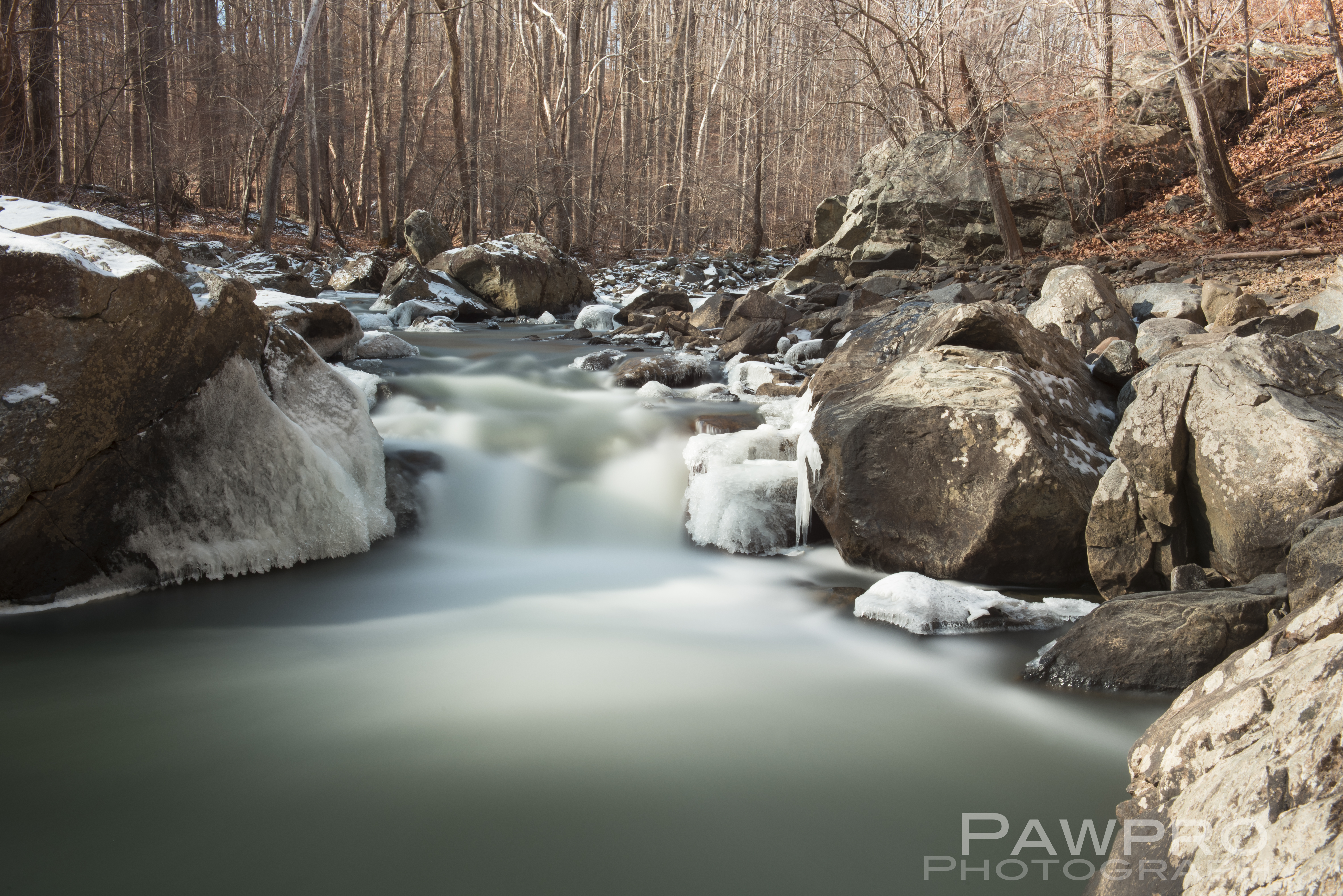 Difficult Run Stream Long Exposure with Ice